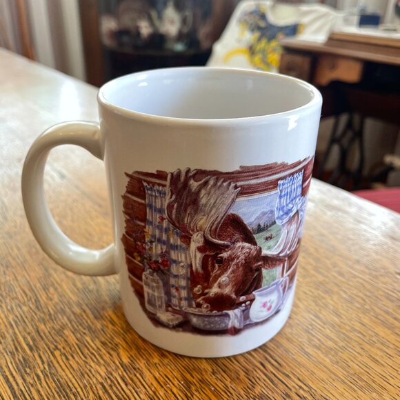 Vintage Funny Moose Coffee Humor Coffee Cup Mug by Leanin' Tree - Picture 1 of 5